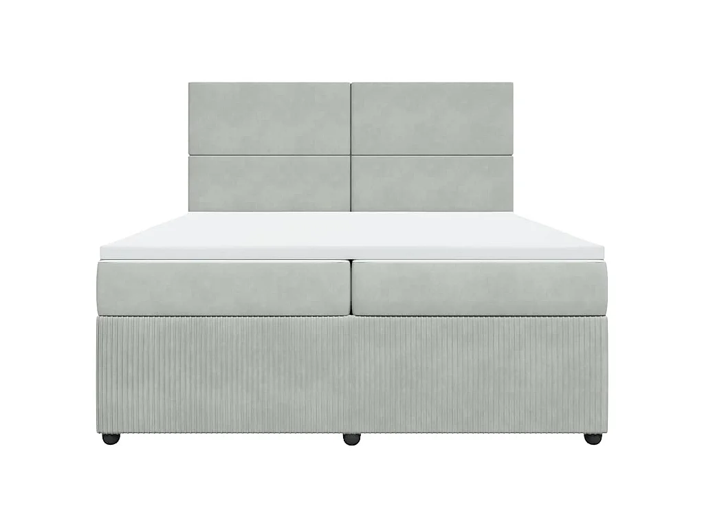 Boxspring met matras fluweel lichtgrijs 200x200 cm