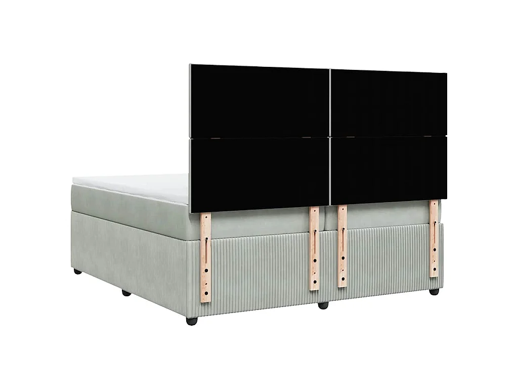 Boxspring met matras fluweel lichtgrijs 200x200 cm