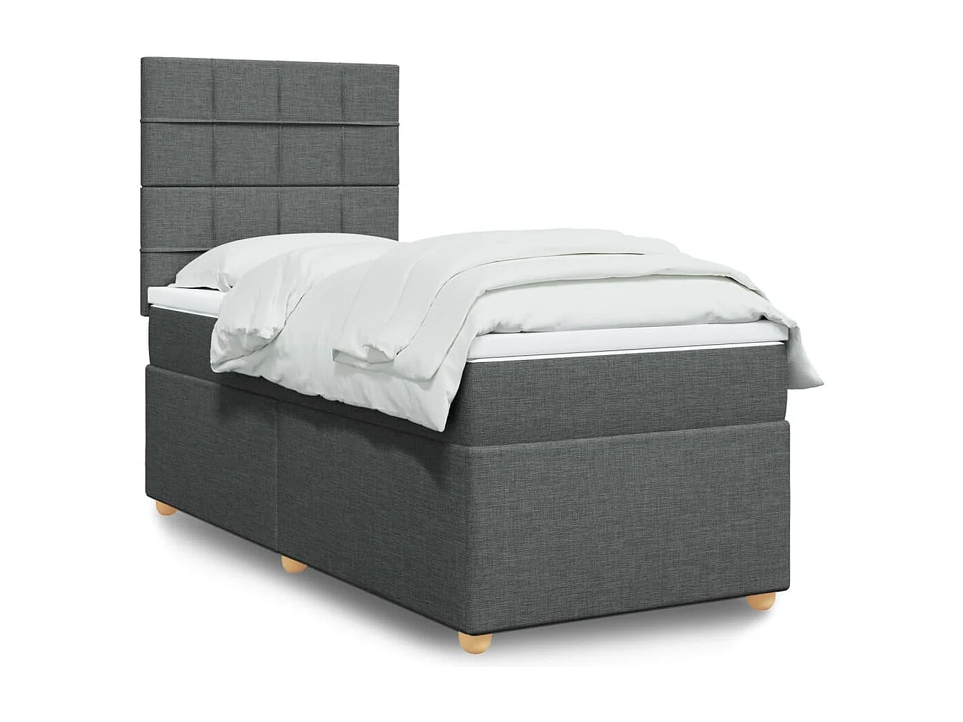 Giroletto a Molle con Materasso Grigio Scuro 90x190 cm Tessuto