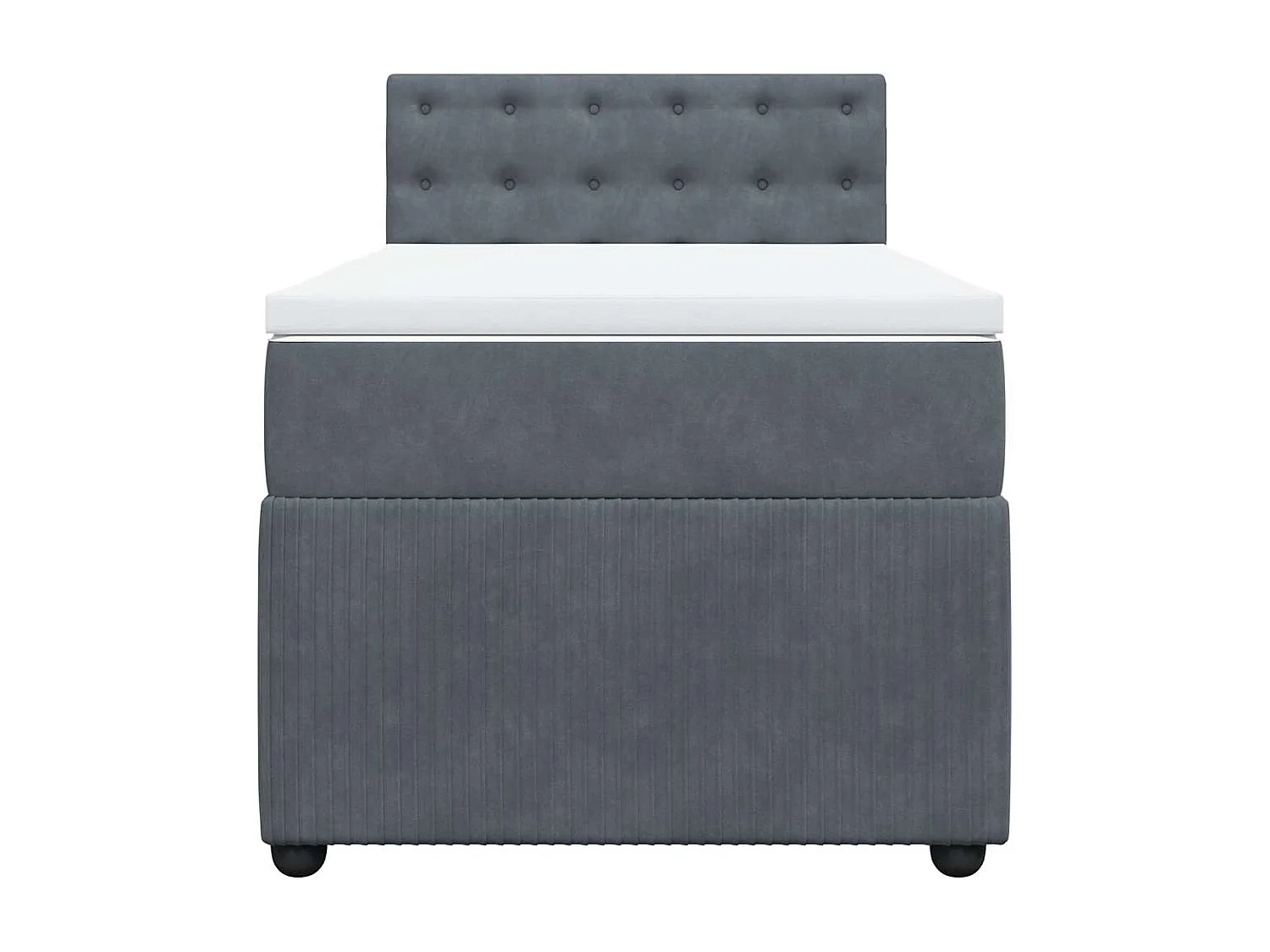 Cama com molas/colchão 90x190 cm veludo cinza-escuro