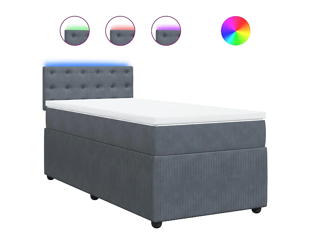 Boxspringbett mit Matratze Dunkelgrau 90x190 cm Samt