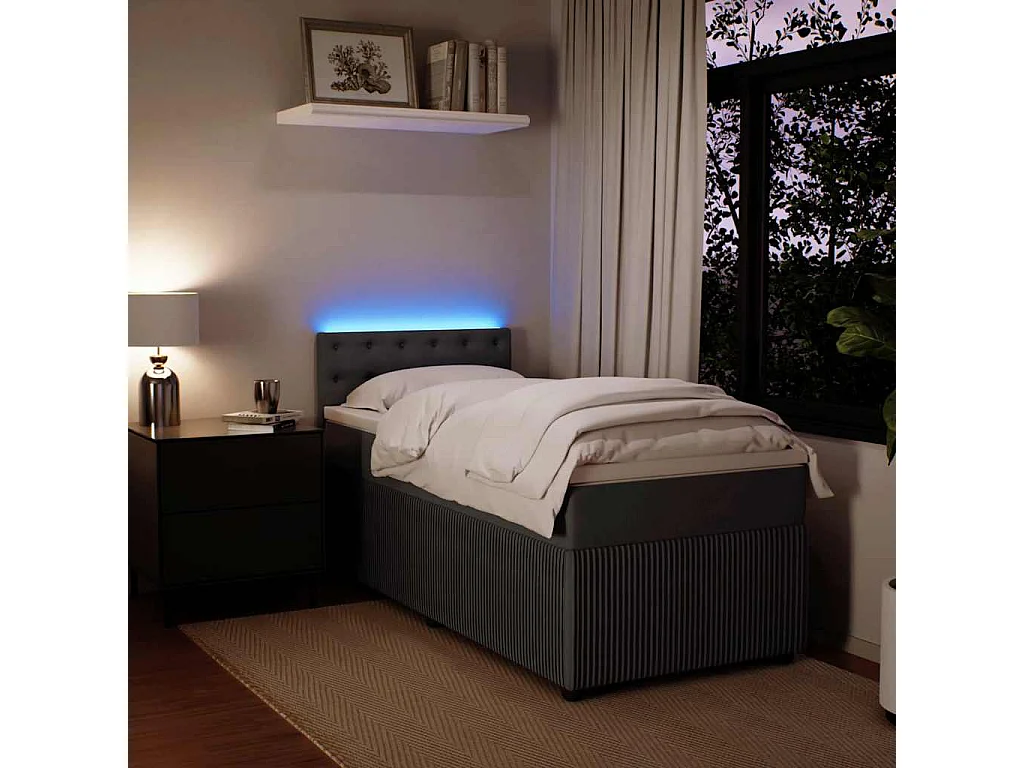 Boxspringbett mit Matratze Dunkelgrau 90x190 cm Samt