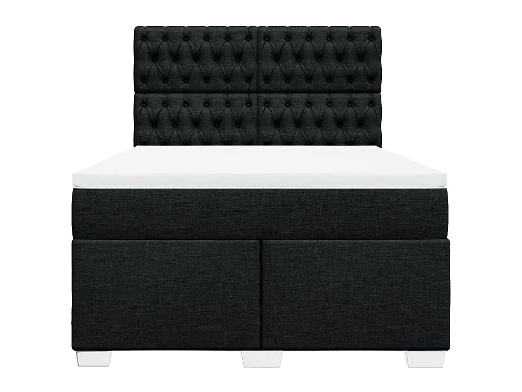Sommier à lattes de lit avec matelas Noir 160x200 cm Tissu