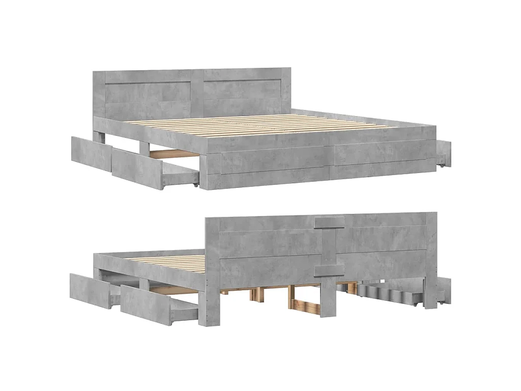 Giroletto Testiera Grigio Cemento 200x200 cm Legno Multistrato