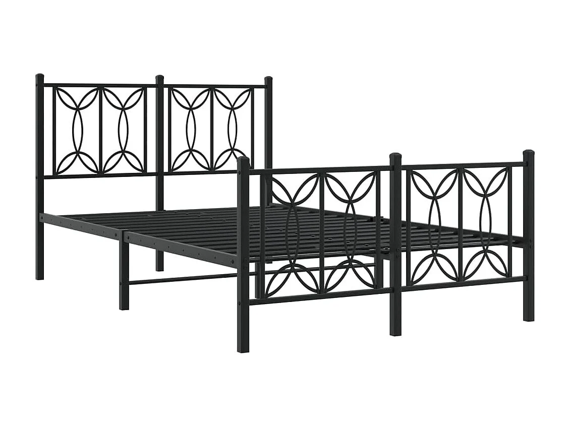 Giroletto con Testiera e Pediera Metallo Nero 120x190 cm