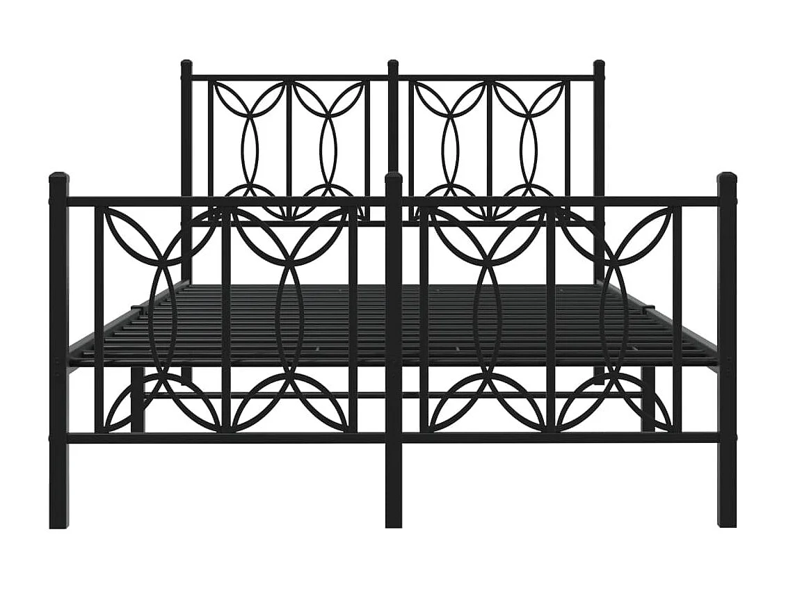 Cadre de lit métal sans matelas avec pied de lit noir 120x190cm