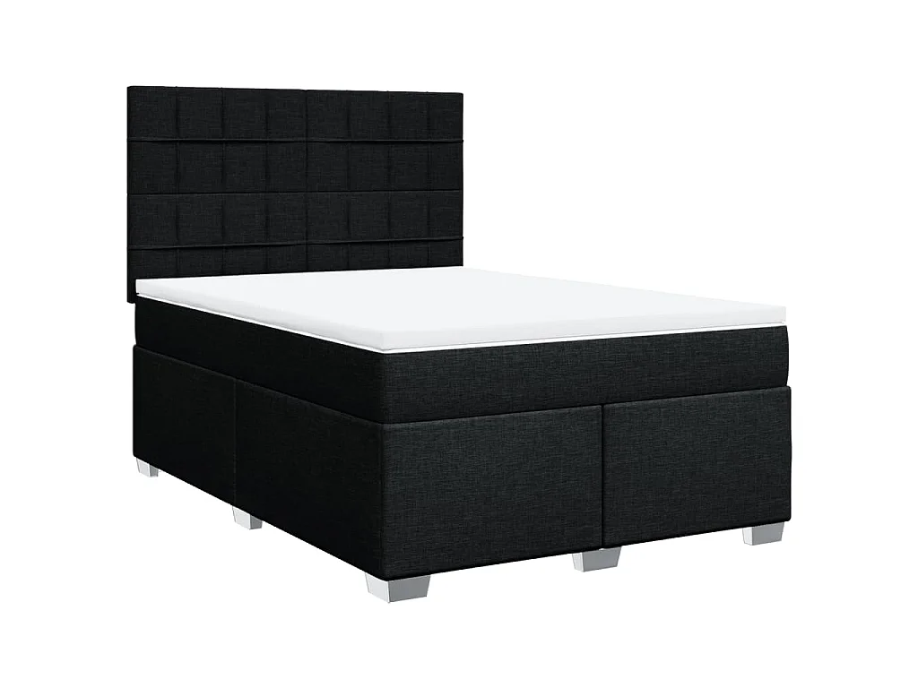 Sommier à lattes de lit avec matelas Noir 140x200 cm Tissu