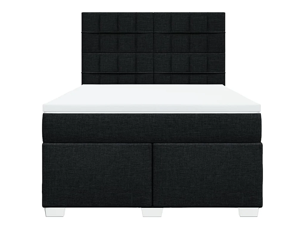 Sommier à lattes de lit avec matelas Noir 140x200 cm Tissu