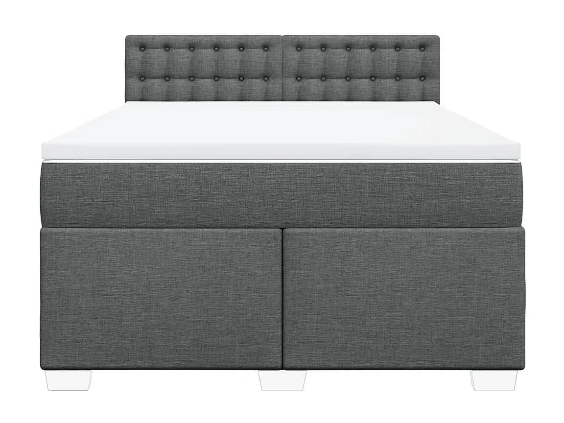 Boxspring met matras stof donkergrijs 140x190 cm