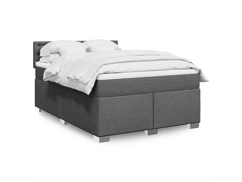 Boxspringbett mit Matratze Dunkelgrau 140x190 cm Stoff