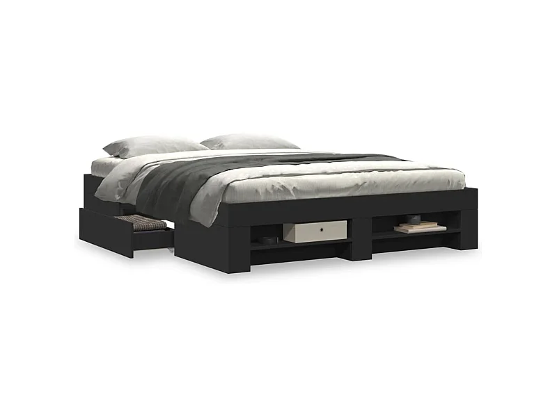 Bettgestell Schwarz 150x200 cm Holzwerkstoff