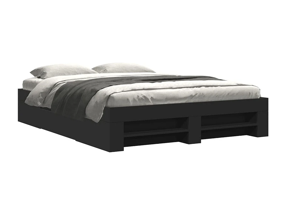Bedframe bewerkt hout zwart 150x200 cm