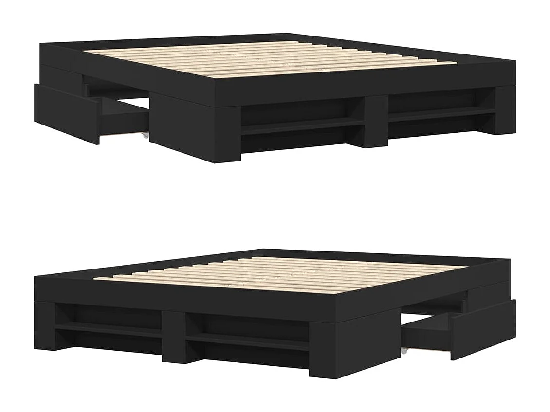 Bedframe bewerkt hout zwart 150x200 cm