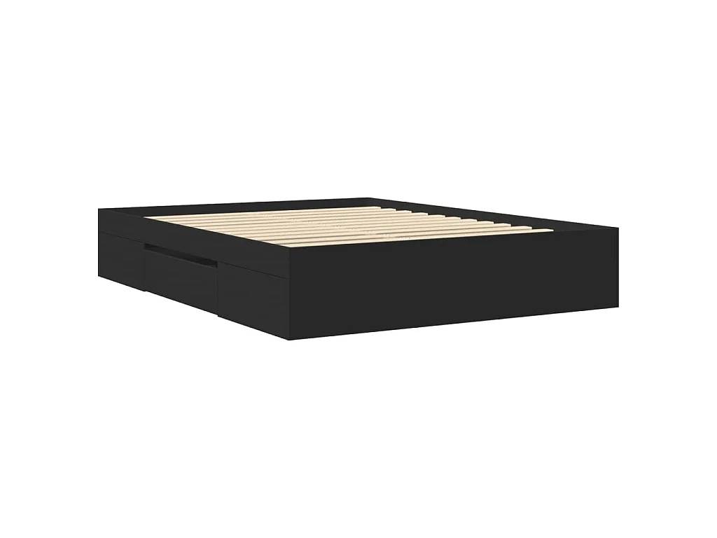 Bettgestell Schwarz 150x200 cm Holzwerkstoff