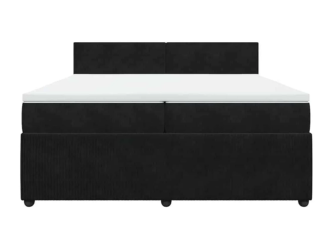 Sommier à lattes de lit et matelas Noir 200x200 cm Velours