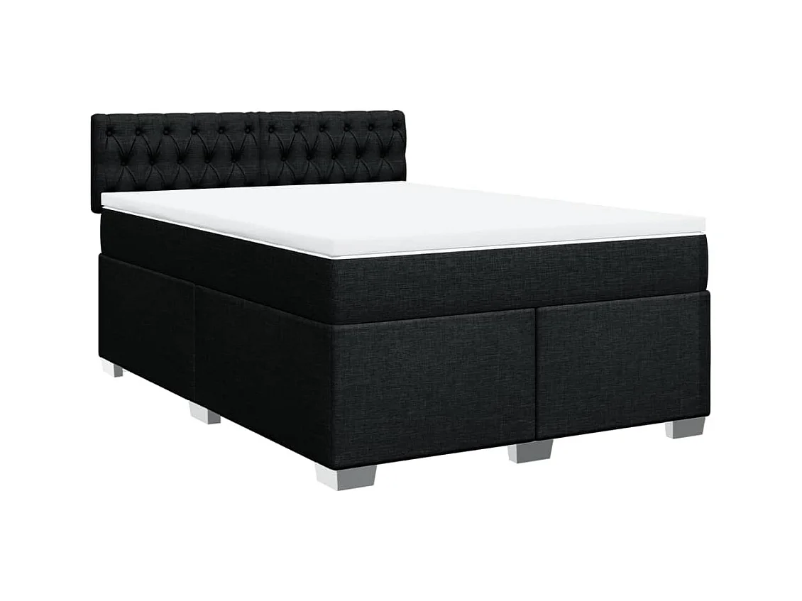 Boxspring met matras stof zwart 140x190 cm