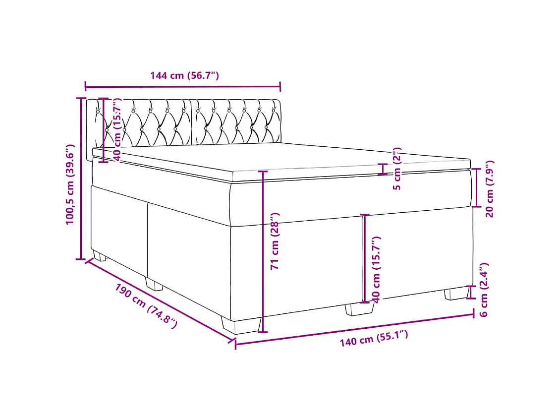 Boxspring met matras stof zwart 140x190 cm