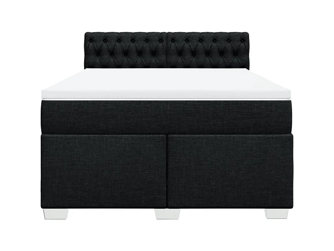 Boxspring met matras stof zwart 140x190 cm