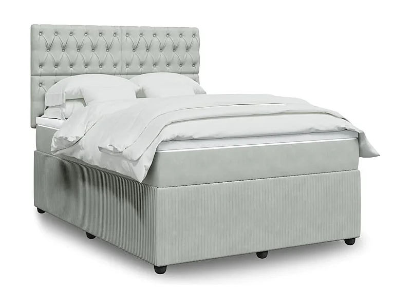 Boxspringbett mit Matratze Hellgrau 140x190 cm Samt
