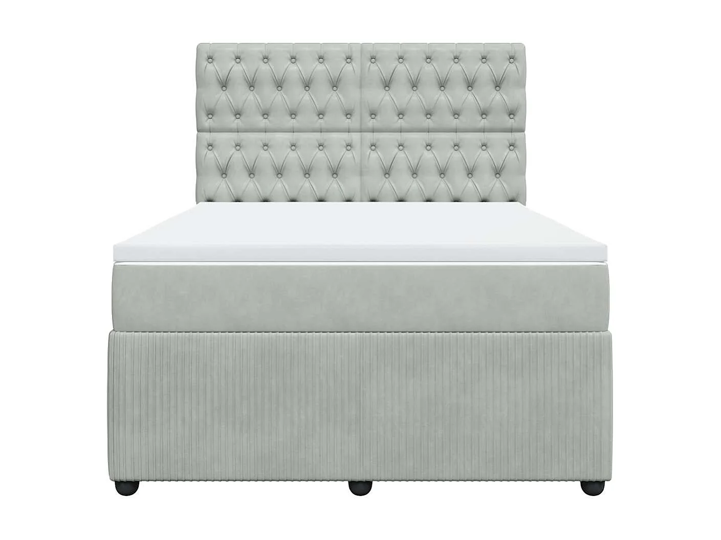 Giroletto a Molle con Materasso Grigio Chiaro 140x190cm Velluto