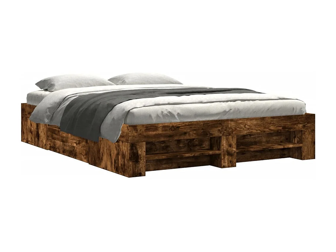 Cadre de lit sans matelas chêne fumé 150x200 cm bois ingénierie