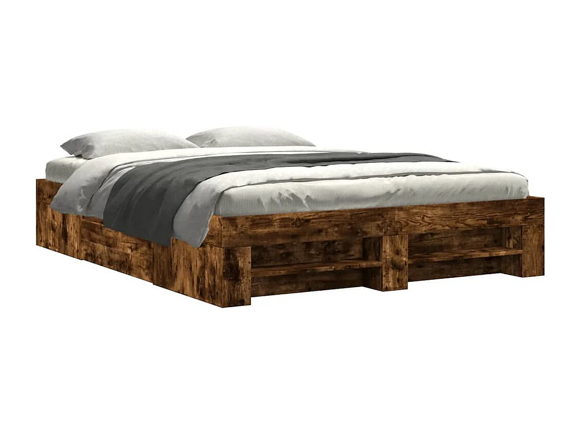 Cadre de lit sans matelas chêne fumé 150x200 cm bois ingénierie
