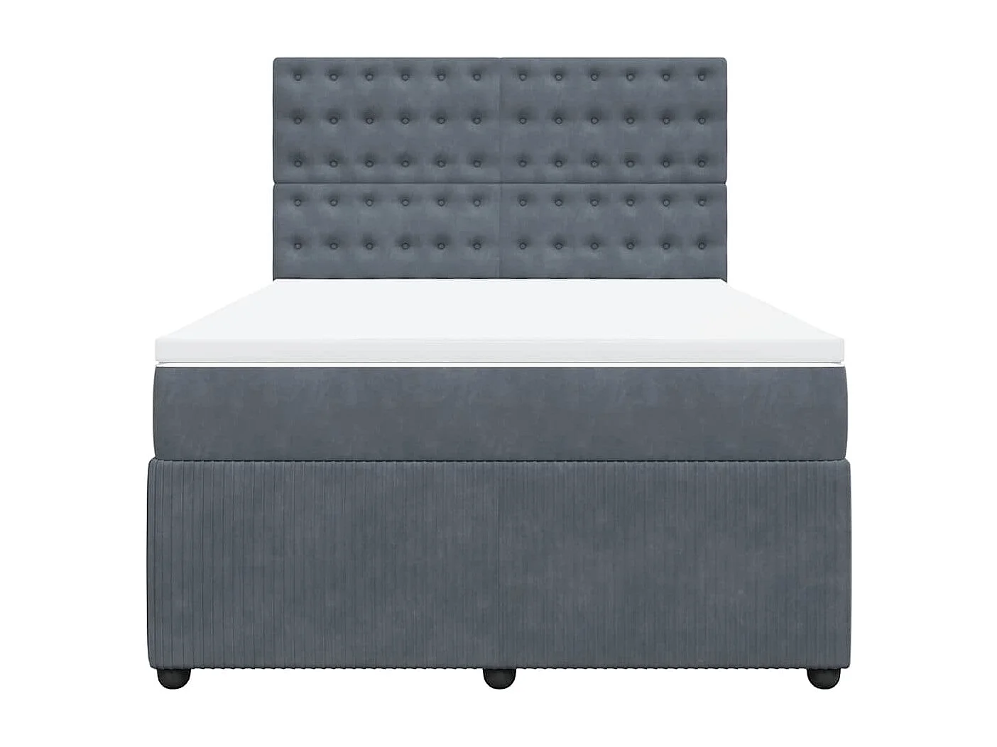 Sommier à lattes de lit et matelas Gris foncé 160x200cm Velours