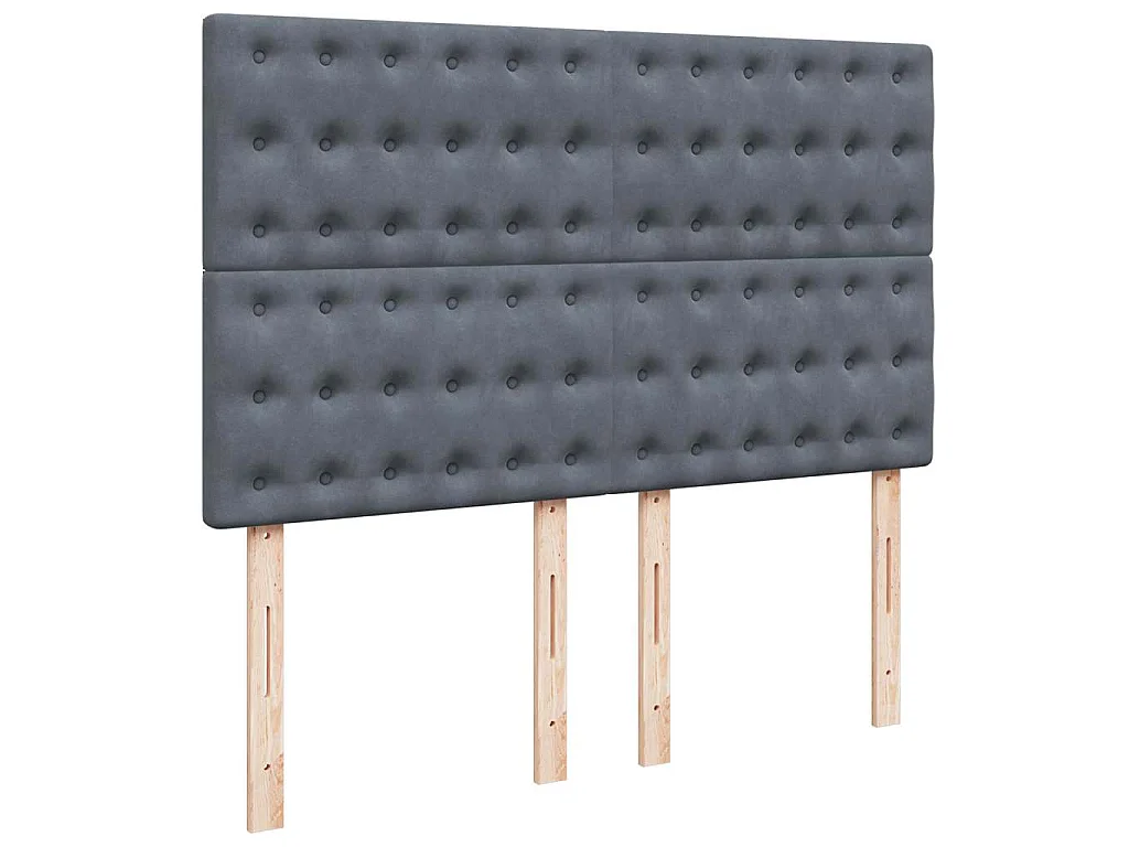 Cama box spring con colchón terciopelo gris oscuro 160x200 cm