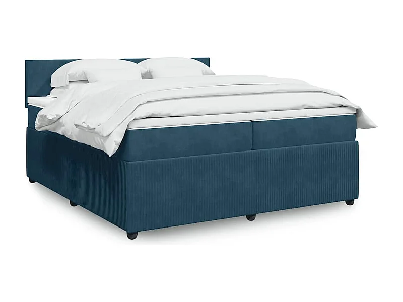 Boxspring met matras fluweel blauw 200x200 cm