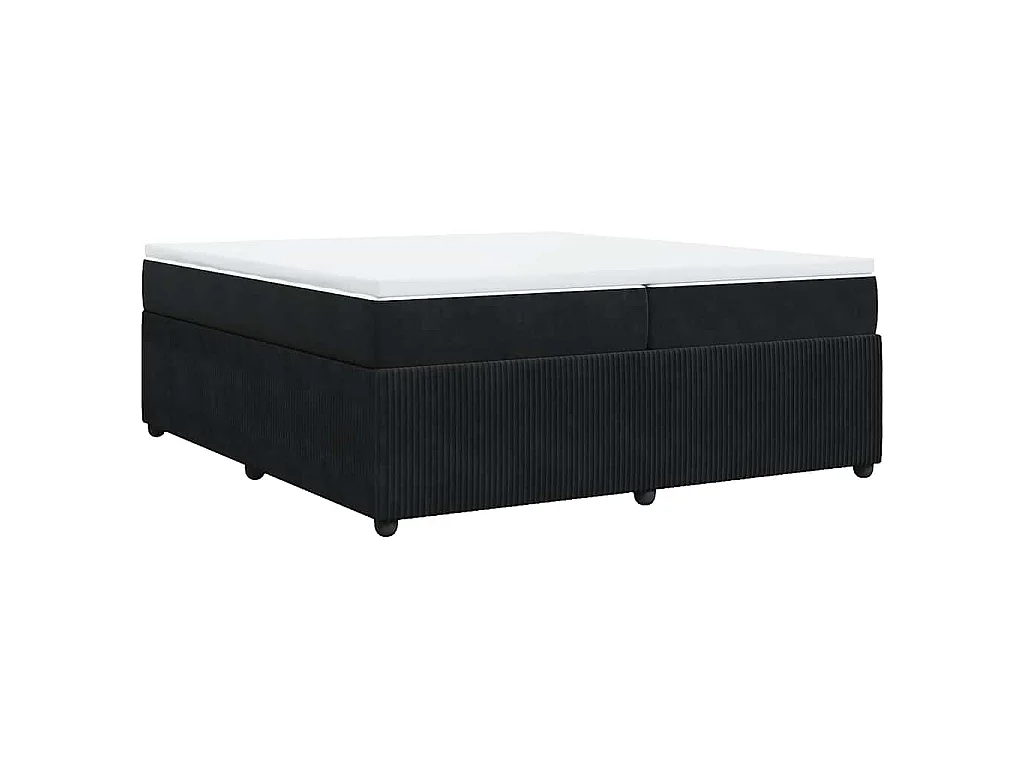 Cama box spring con colchón terciopelo negro 200x200 cm