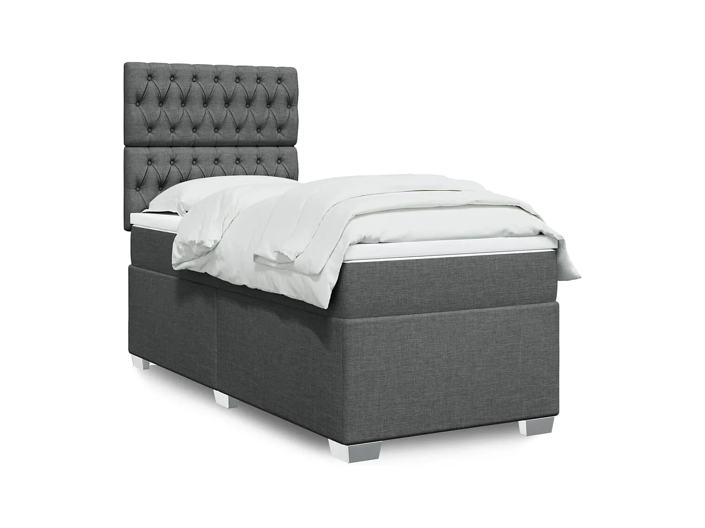 Cama box spring con colchón tela gris oscuro 80x200 cm