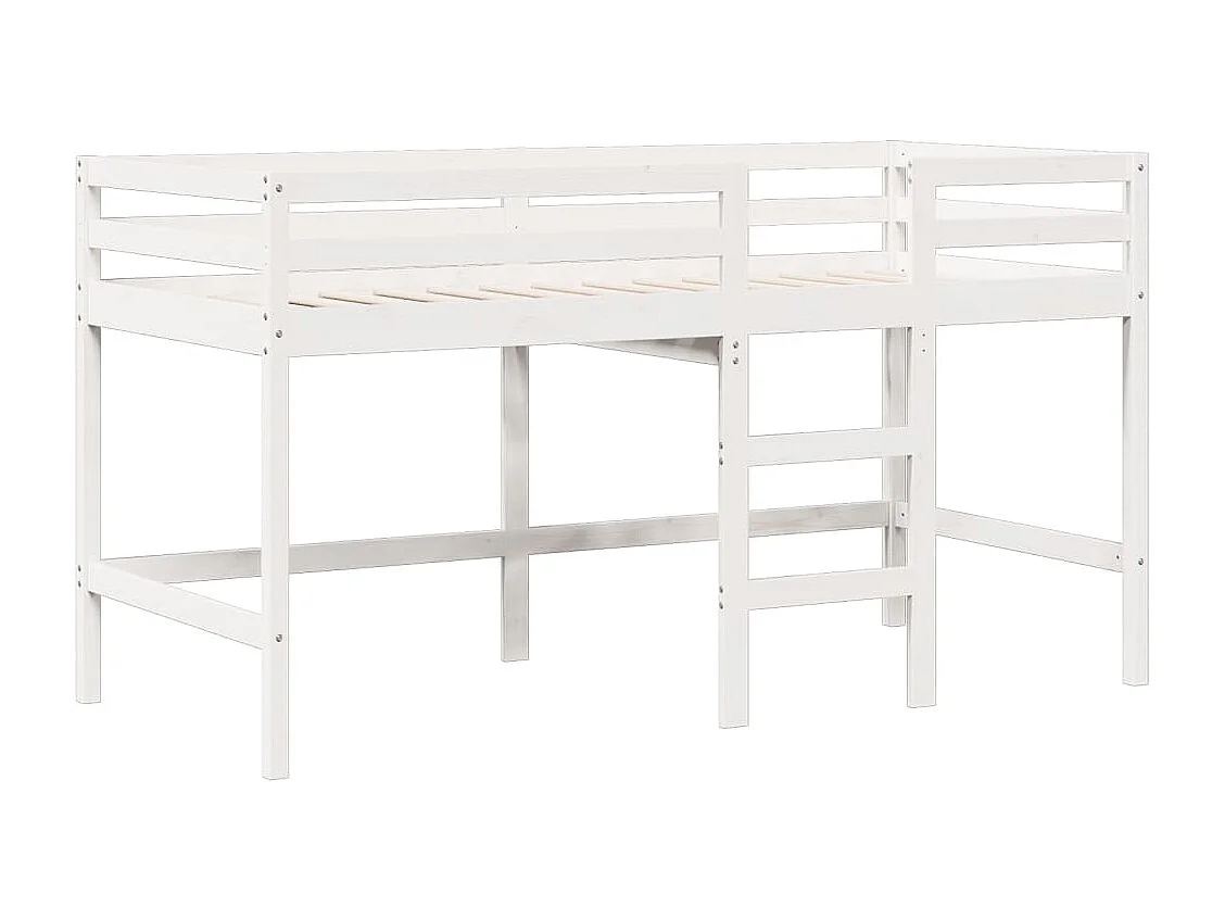Letto a Soppalco con Tetto Bianco 90x190 cm in Legno di Pino