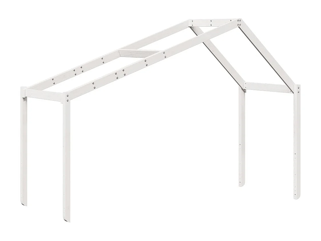 Letto a Soppalco con Tetto Bianco 90x190 cm in Legno di Pino
