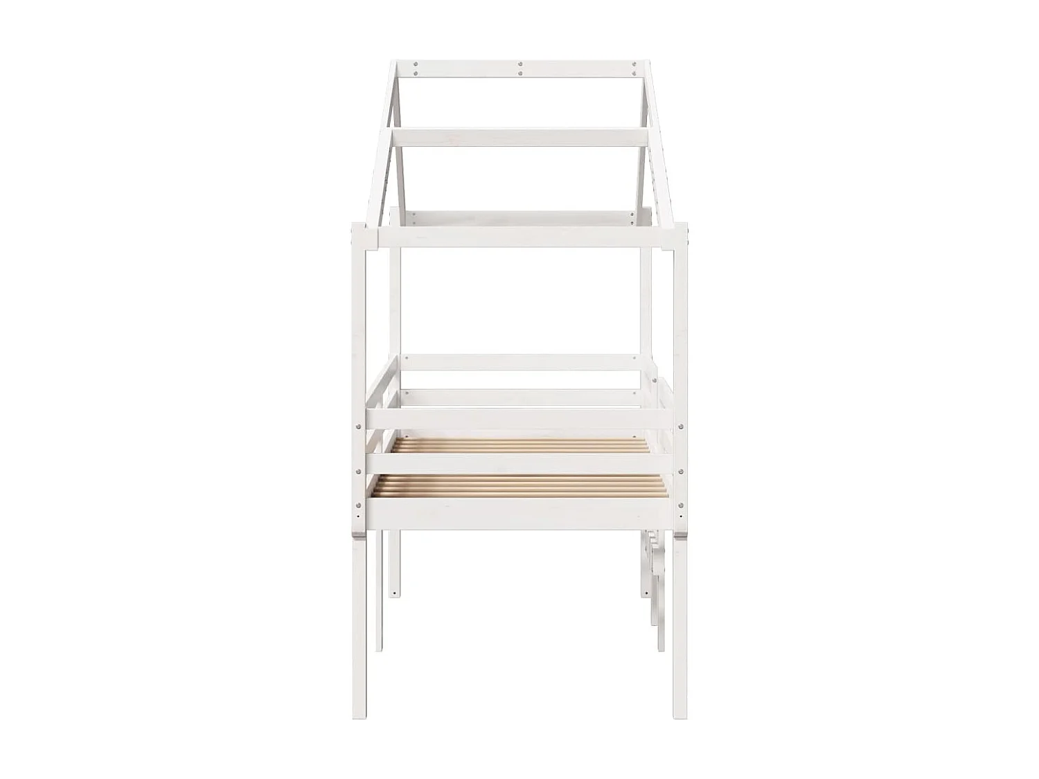 Letto a Soppalco con Tetto Bianco 90x190 cm in Legno di Pino