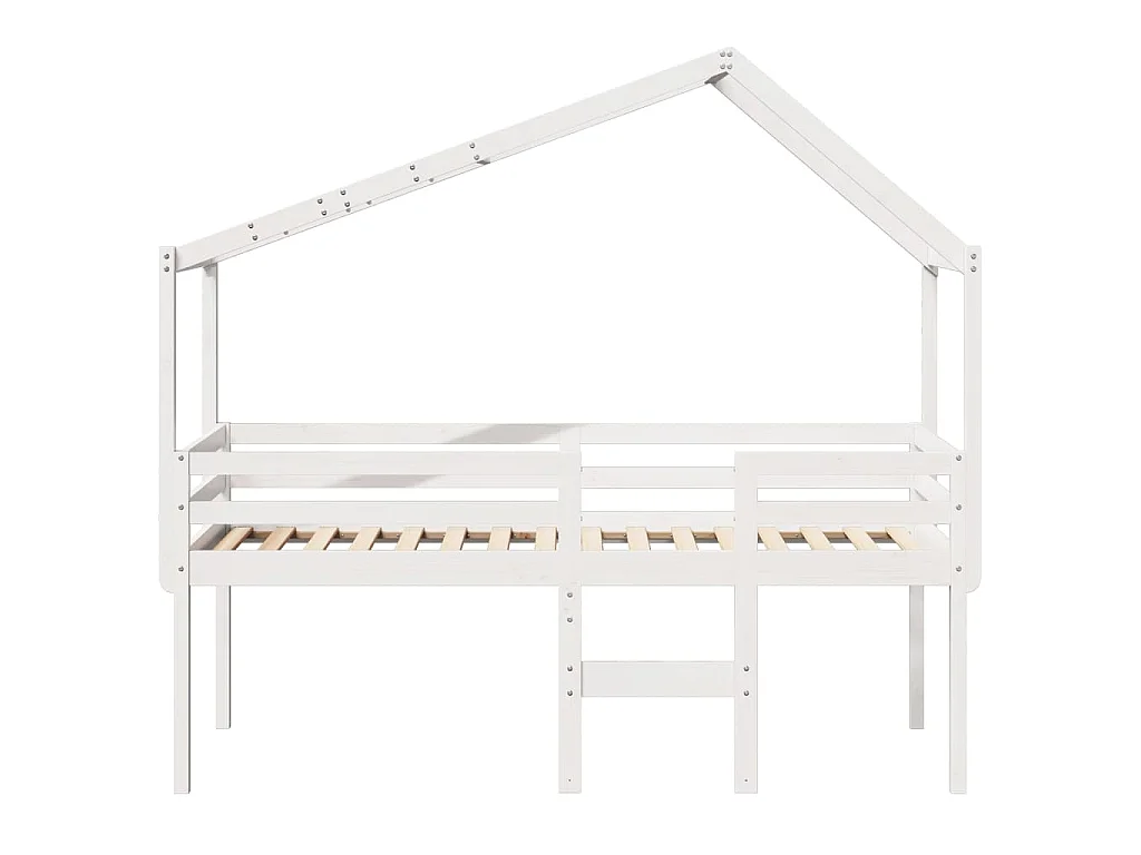 Lit haut sans matelas blanc 90x190 cm bois de pin massif