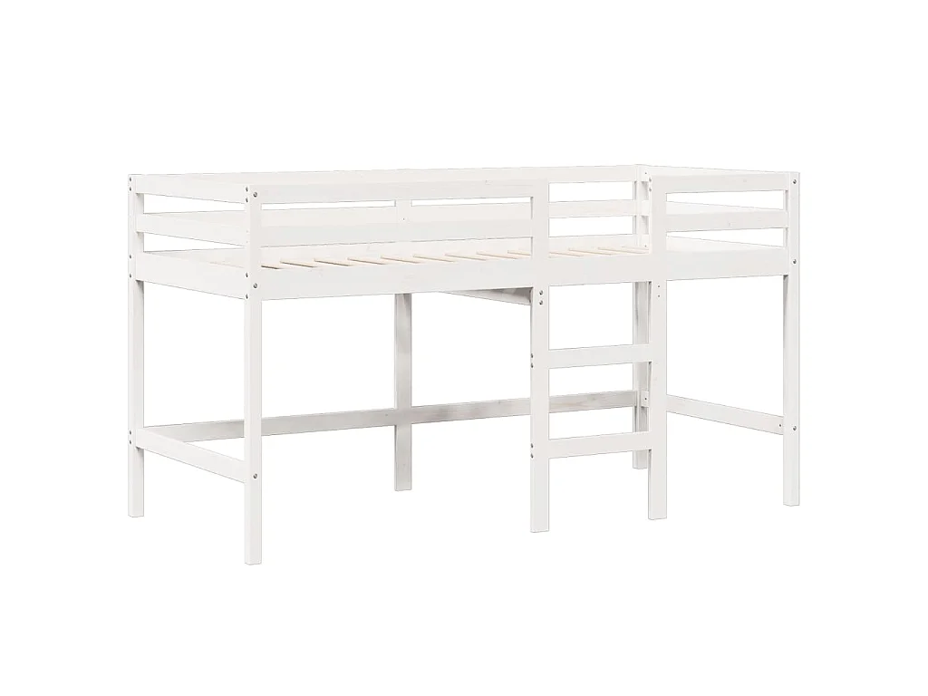 Lit haut sans matelas blanc 90x190 cm bois de pin massif