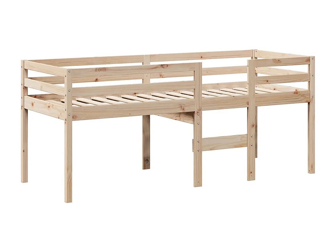 Hoogslaper met dak massief grenenhout wasbruin 75x190 cm