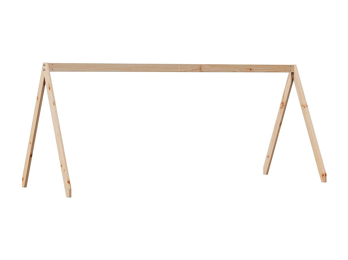 Hoogslaper met dak massief grenenhout wasbruin 75x190 cm