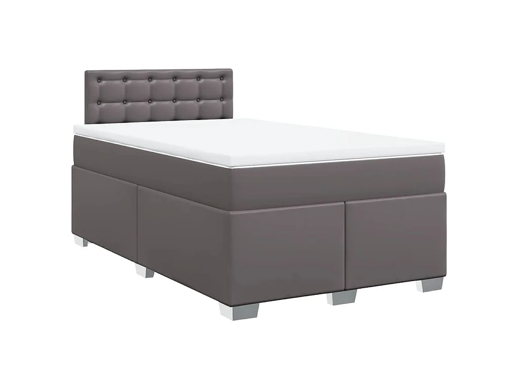 Boxspring met matras kunstleer grijs 120x190 cm