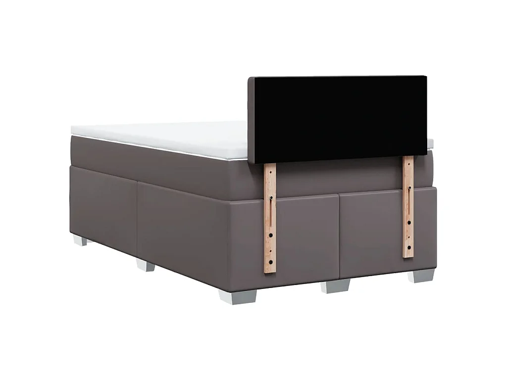 Boxspring met matras kunstleer grijs 120x190 cm