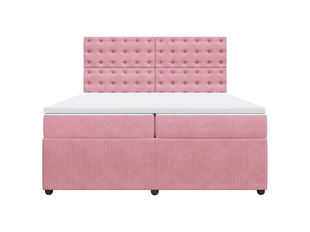 Giroletto a Molle con Materasso Rosa 200x200 cm in Velluto