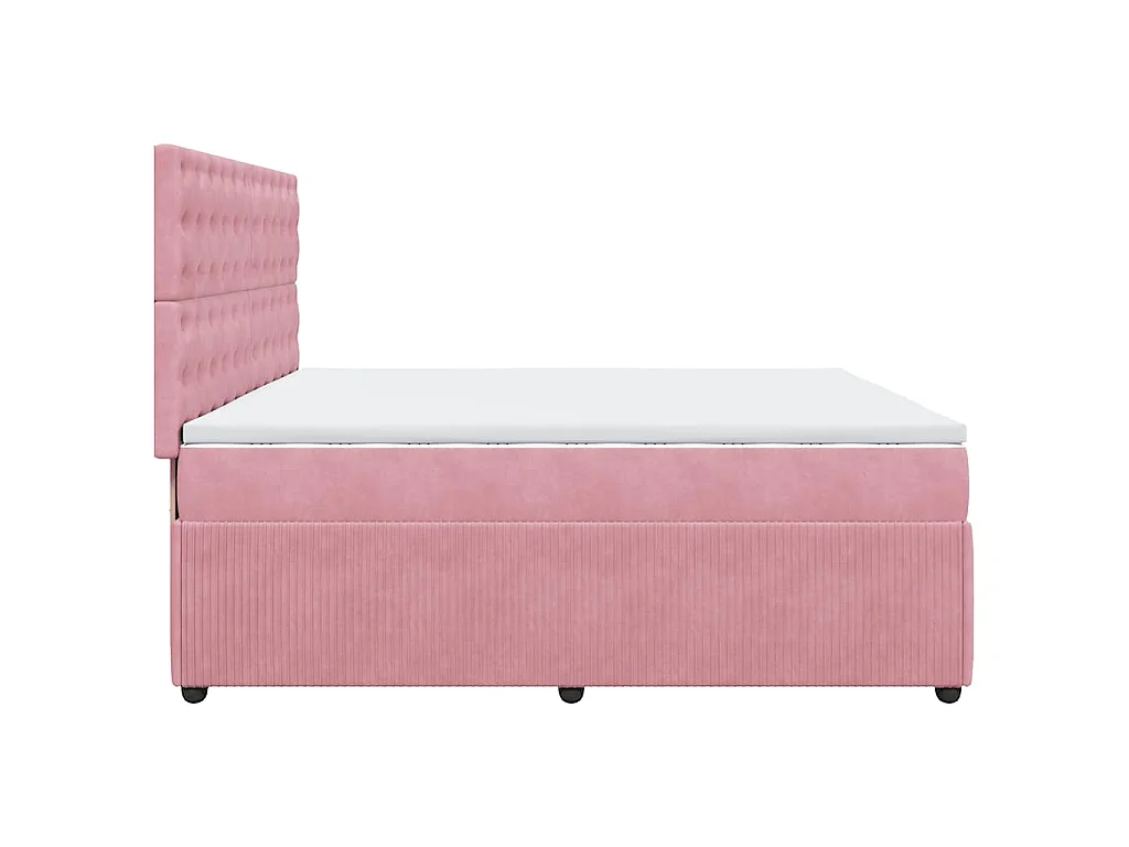 Giroletto a Molle con Materasso Rosa 200x200 cm in Velluto