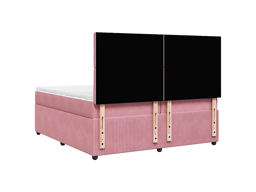 Giroletto a Molle con Materasso Rosa 200x200 cm in Velluto