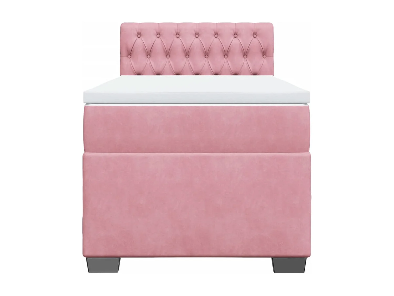 Cama box spring con colchón terciopelo rosa 100x200 cm