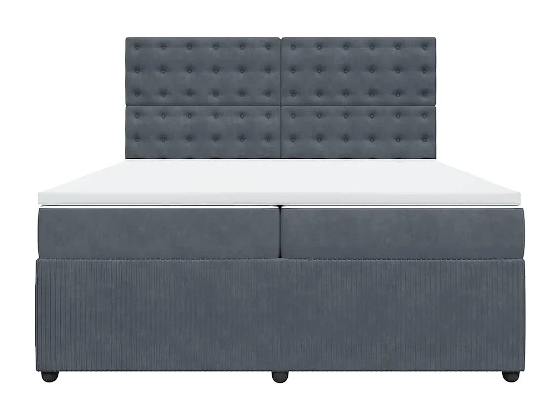 Cama com molas/colchão 200x200 cm veludo cinzento-escuro