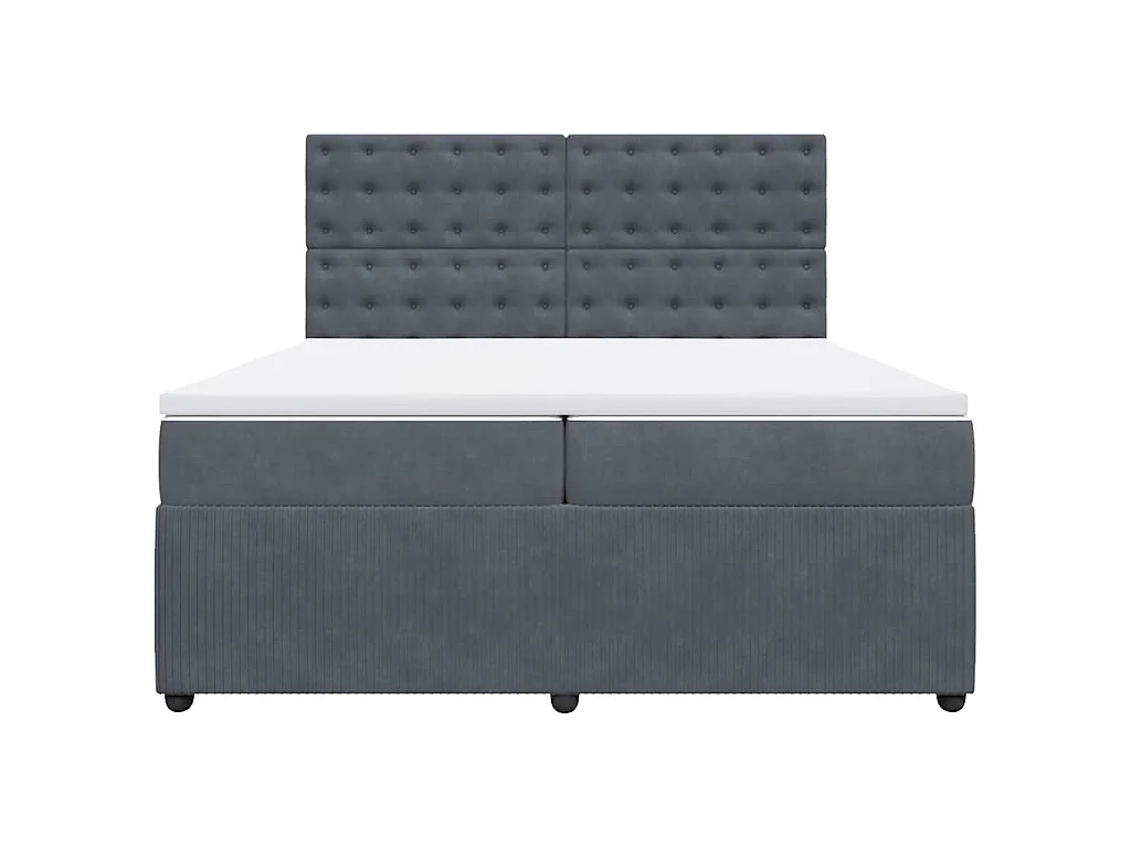 Sommier à lattes de lit et matelas Gris foncé 200x200cm Velours