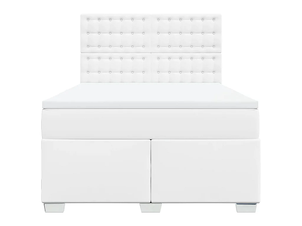 Cama box spring con colchón cuero sintético blanco 140x200cm