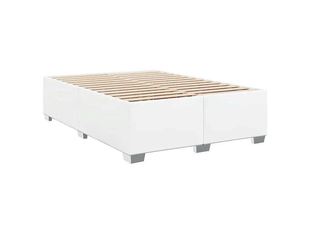 Cama box spring con colchón cuero sintético blanco 140x200cm