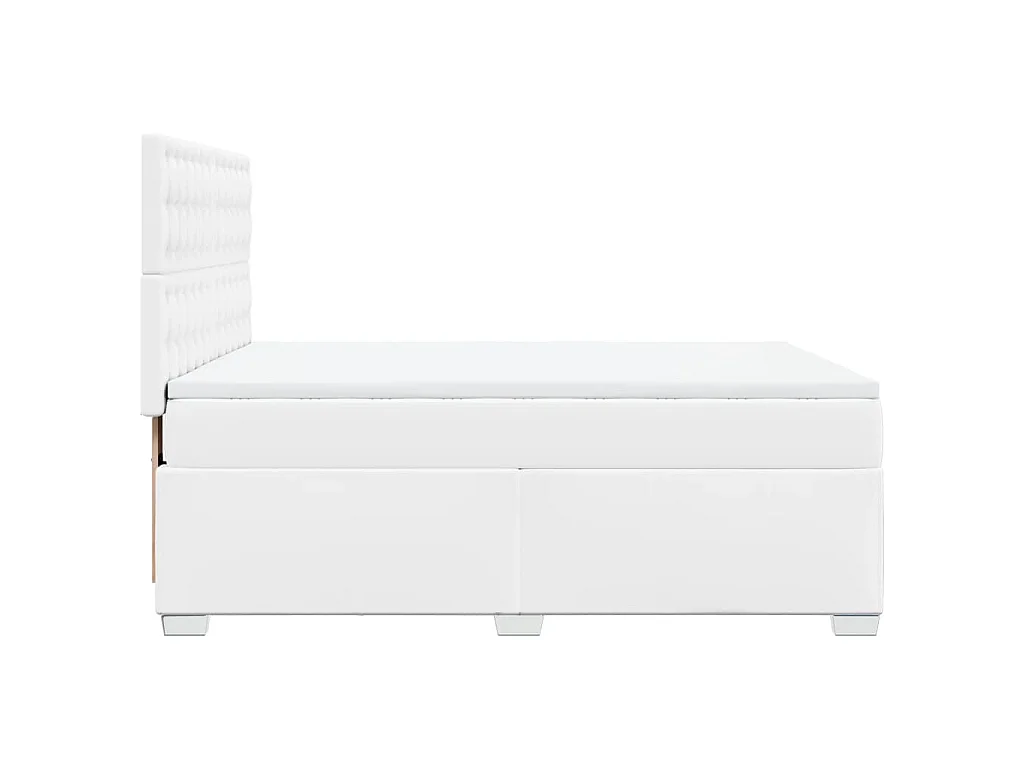 Cama box spring con colchón cuero sintético blanco 140x200cm