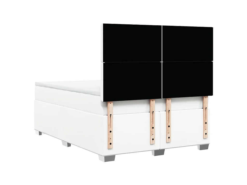 Cama box spring con colchón cuero sintético blanco 140x200cm